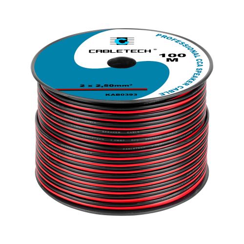 Cabletech 2,5mm CCA reproduktorový kábel čierny a červený KAB0393