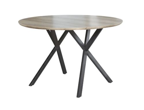 Kondela 297845 Jedálenský stôl dub šedý, čierna priemer 100 cm AKTON 58 x 124 x 75 cm
