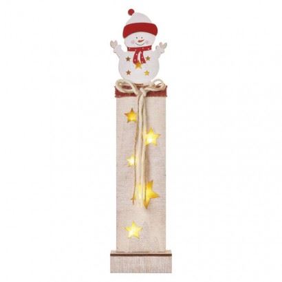 EMOS LED dekorácia drevená - snehuliak, 46 cm, 2x AA, vnútorná, teplá biela, 1550000063