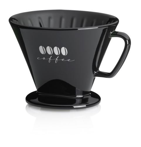 Kela KL-12493 Porcelánový čierny kávový hrnček s L filtrom