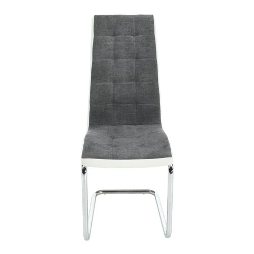 Kondela 201215 Jedálenská stolička tmavo šedá, biela, látka, ekokoža, chrom SALOMA NEW