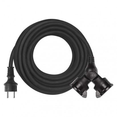 Emos Vonkajší predlžovací kábel 10 m P0601, 2 zásuvky, 3× 1,5mm2, čierny 1901021001