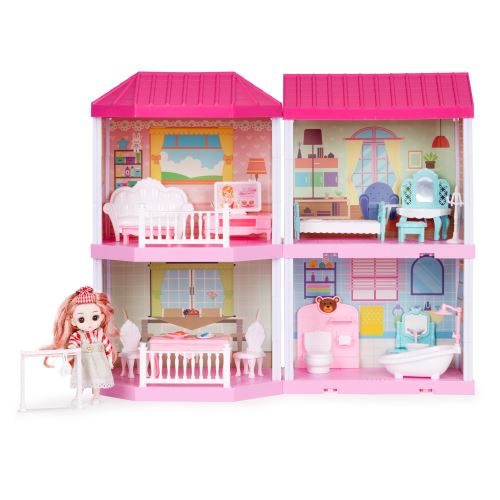 MULTISTORE HC507651 Skladací domček pre bábiky Villa + LED nábytok pre bábiky