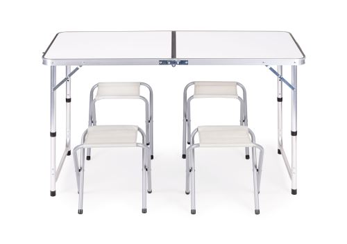 MODERNHOME HTA120R+4S WHITE Sada biely skladací stôl so 4 stoličkami