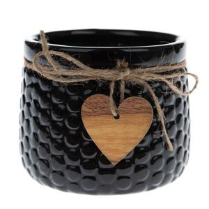 Indecor X11503 Kvetináč keramika, drevo čierny 10x10x13 cm