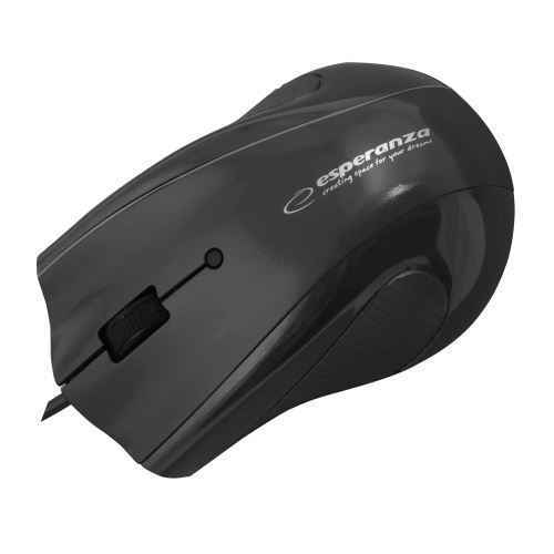 Esperanza USB optická 3D drôtová myš s gélovou podložkou, čierna EM125K