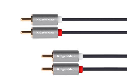 Kruger & Matz Basic 2RCA-2RCA 10m kábel šedý KM1210