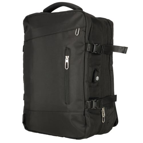 KIK KX4109 Cestovný batoh na notebook rozšíriteľný 26-36L USB kábel čierna