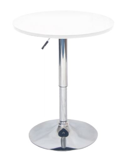 Kondela 365592 Barový stôl s nastaviteľnou výškou biela priemer 60 cm BRANY 2 NEW