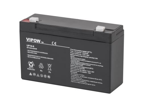 Vipow gélová batéria Vipow 6V 12Ah čierna BAT0201