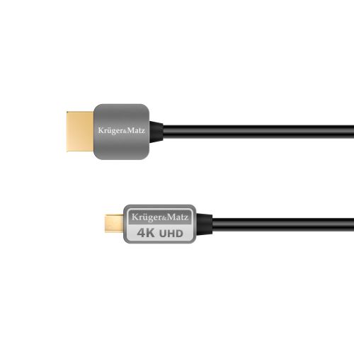 Kruger & Matz Kábel HDMI - micro HDMI plug-plug (AD) 1,8 m sivý KM0327