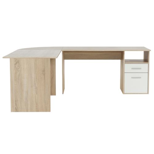 Kondela 185320 Rohový PC stôl hnedá, biela, Maurus NEW MA11 drevotrieska 175.9 x 203.4 x 70.3 cm
