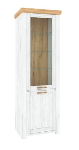 Kondela 264005 Vitrína A, biela, hnedá, SUDBURY drevotrieska 41.8 x 68.3 x 199.7 cm