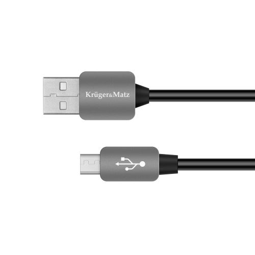 Kruger & Matz USB kábel - micro USB konektor pre pripojenie šedý 1,8m KM0331