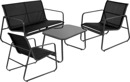 PROGARDEN Záhradný nábytok lavice + 2 stoličky a stôl sada 4 ks, čierna KO-FD4300500