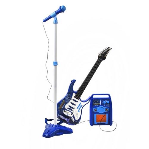 Kruzzel 17366 Detská elektrická gitara s mikrofónom modrá sada 22409