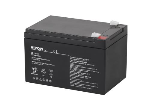 Gélová batéria VIPOW 12V 12Ah čierna BAT0216
