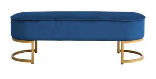 Kondela 366094 Dizajnová lavica modrá Velvet látka, zlatá MIRILA NEW