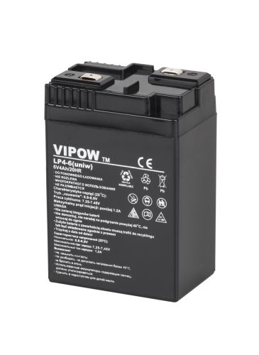 VIPOW 6V 4Ah gélová batéria čierna BAT0204