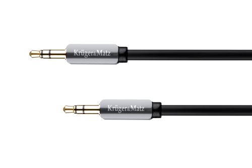Kruger & Matz Priama zástrčka kábla - rovná zástrčka 3,5 stereo jack 1m šedá KM0312P