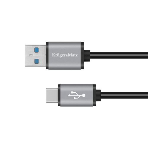 Kábel USB 3.0 V zástrčka - Kruger & Matz Základný typ C 5G 1m zástrčka sivá KM1244