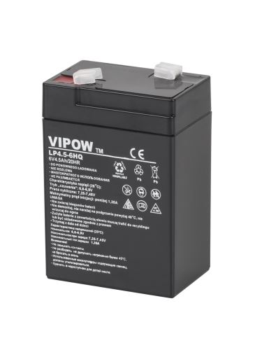 Vipow 6V 4,5Ah HQ gélová batéria čierna BAT0202