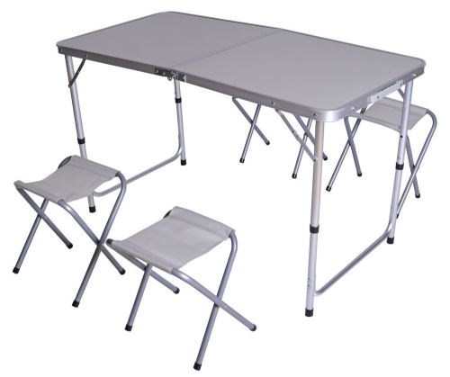 Rojaplast Campingový SET - stôl 120x60cm + 4 stoličky, hliník XH120604