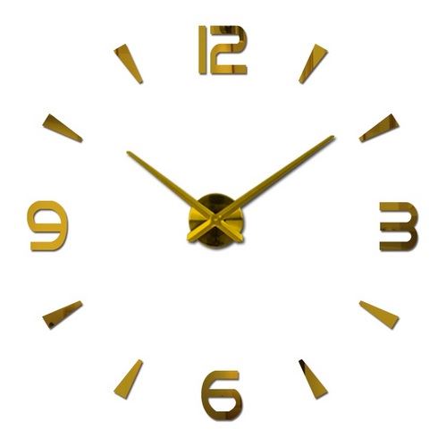 KIK Nalepovacie nástenné hodiny - 3D zlaté KX7848