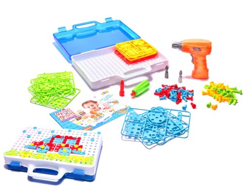KIK Mozaika detské plastové bloky + skrutkovač 151 ks KX7838