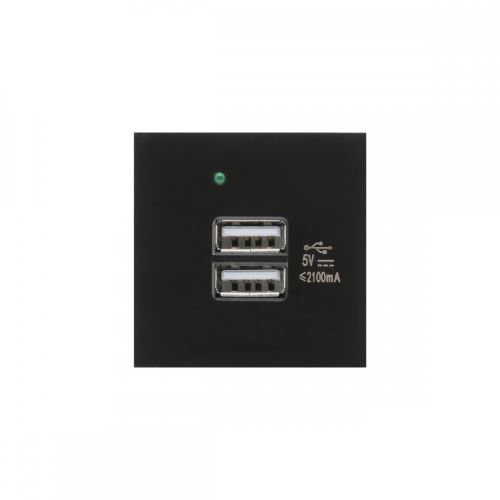 Maclean MCE728B Zásuvka USBx2 s nabíjačkou, duálna 2,1 A, čierna 75815