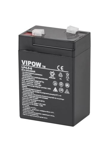 Gélová batéria VIPOW 6V 4,5Ah BAT0200 17 mOhm