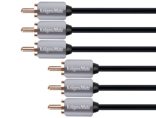 Kruger & Matz 3RCA-3RCA komponentný 3,0m kábel šedej KM0308