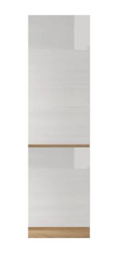 Kondela 119802 Potravinová skrinka D 60, vysoký biely lesk, dub sonoma, LINE drevotrieska 54.5 x 6 x 202 cm
