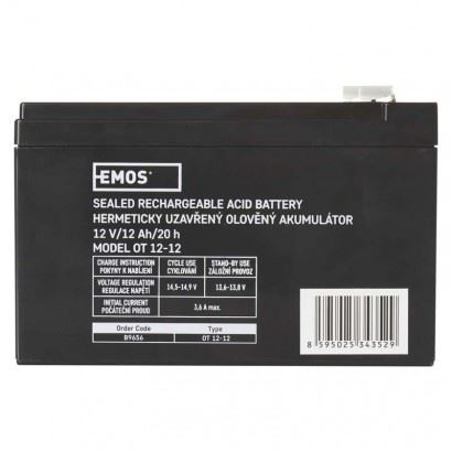 Emos Bezúdržbový olovený akumulátor B9656 12 V/12 Ah, fastón 6,3 mm, čierny 1201000850