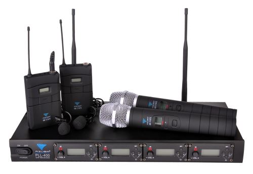 Azusa Mikrofón PLL-400 UHF 4 kanály (2 ručné + 2 na klip) čierny MIK0116