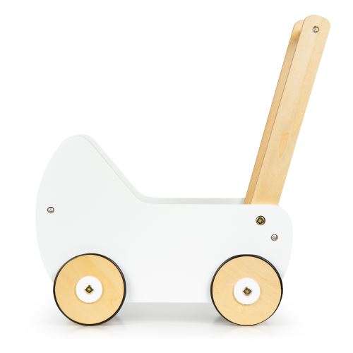 ECOTOYS ESC-W-0173 Drevený kočík pre bábiky biely