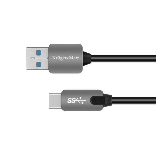 USB kábel 3.0 zástrčka - zástrčka typu C 5 Gbps 0,5 m Kruger & Matz sivý KM0347