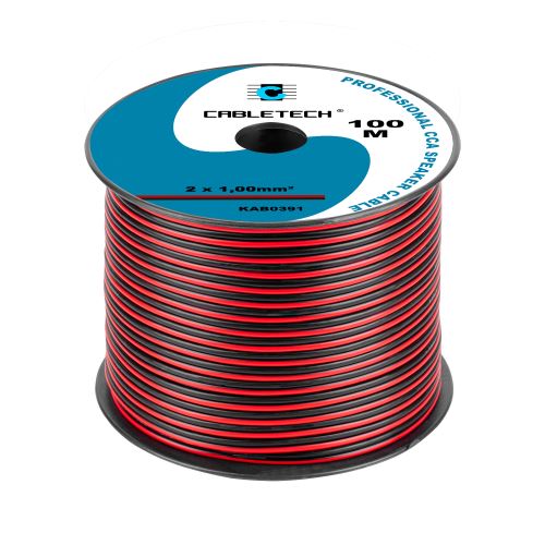 Cabletech Kábel reproduktora CCA 1,0 mm, čierny a červený KAB0391