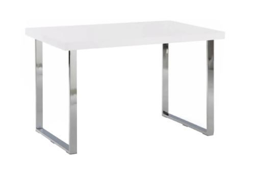 Kondela 183930 Jedálenský stôl, biela HG + chróm, 130x80 cm, TALOS 80 x 130 x 75 cm