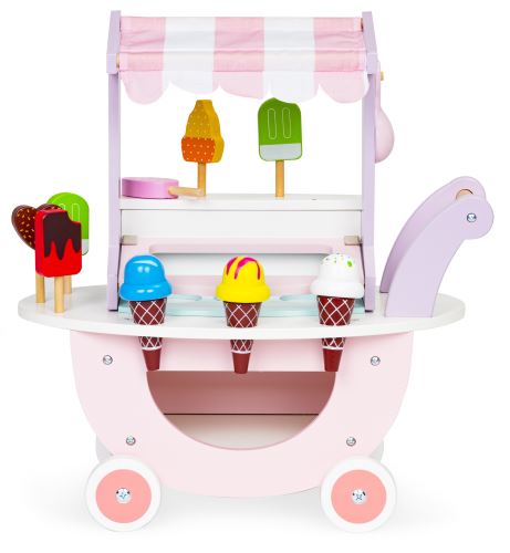 ECOTOYS TL89015 Drevený vozík zmrzlináreň pre deti obchod 12 ks