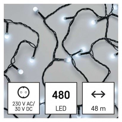 EMOS Lighting LED vianočné cherry reťaz – guličky D5AC05, 48 m, studená biela 1550052003