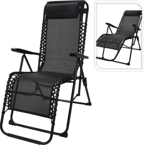 PROGARDEN Záhradná stolička ležadlo polohovacia čierna KO-X70000090