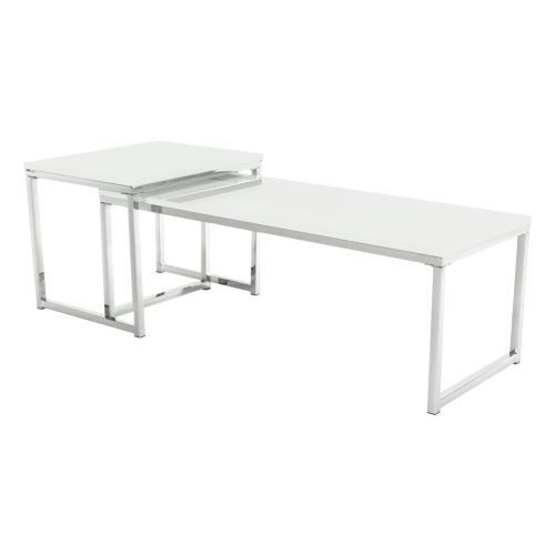Kondela 252416 Konferenčné stolíky set 2 ks biela extra vysoký lesk ENISA TYP 2