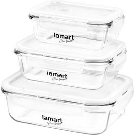LAMART LT6011 Sada 3 obdĺžnikových sklenených dóz 42002178