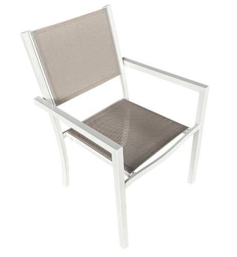 Kondela 371795 Záhradná stohovateľná stolička biela oceľ, svetlo šedá DORIO