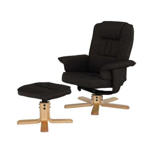 Kondela 201986 Relaxačné kreslo s podnožkou, čierna LERATO ekokoža 70 x 78 x 95 cm