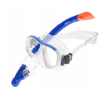 KIK Potápačská maska na šnorchlovanie + sada šnorchlov modrá KX5573