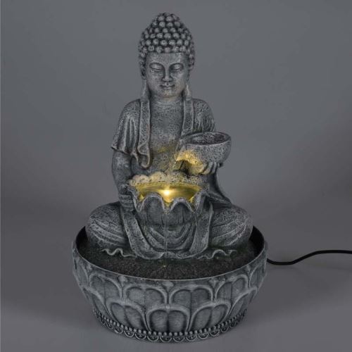 HOMESTYLING KO-795202330 Fontána izbová s LED osvetlením Budha čierna