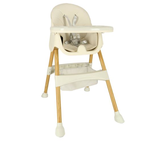 KIK KX4516 Detská jedálenská stolička s podnožkou krémová farba