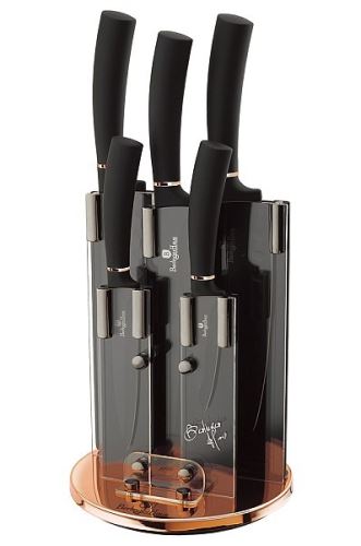 BERLINGERHAUS Luxusná sada nožov v stojane 6 ks Black Rose Collection BH-2336